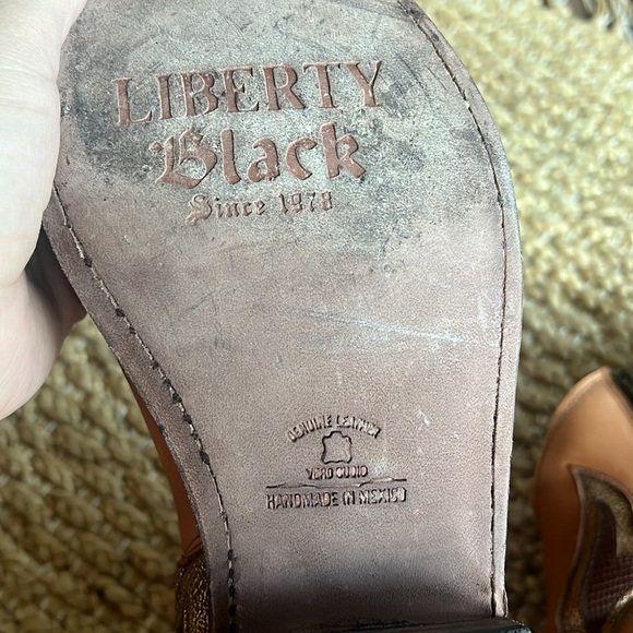 Liberty Black Women’s 9 Ankle Leather Boots Brown Metallic Copper Overlay - Picture 11 of 16
